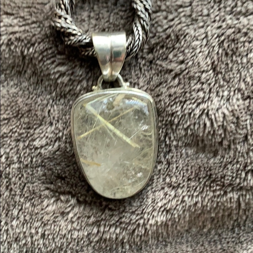 Rutilated Quartz Silver Pendant